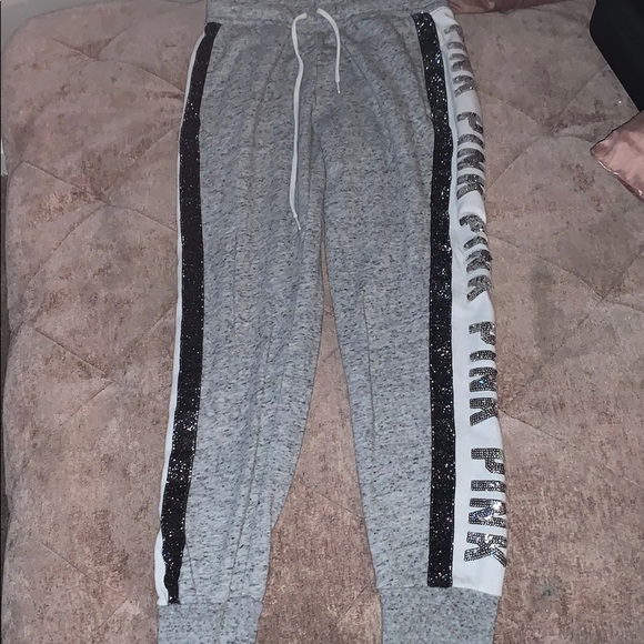 PINK sequin gray joggers - Picture 3 of 3